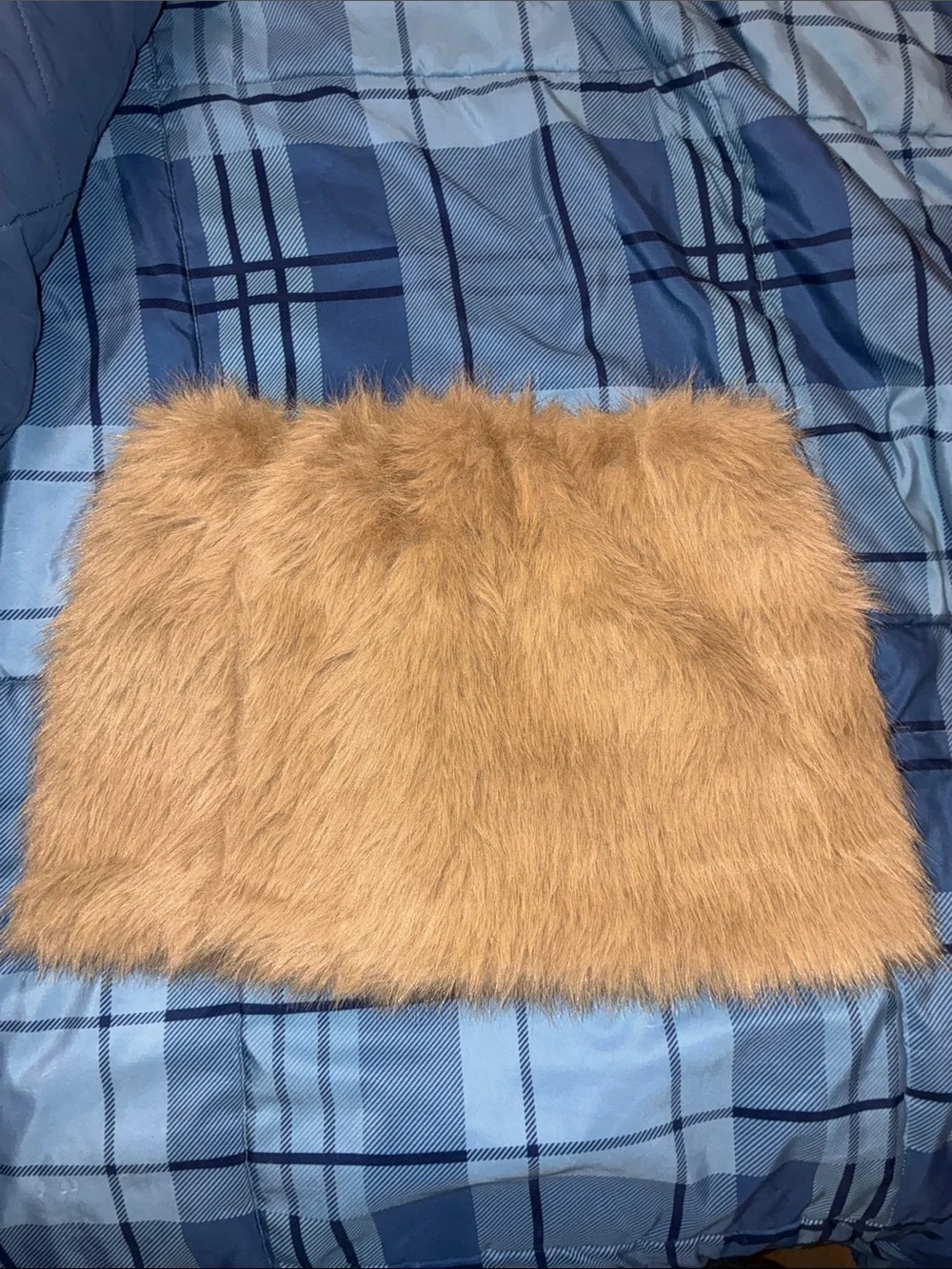 *NEW* Fuzzy Coffee Brown Fur Mini Skirt with Elastic Waist size Small | Y2K